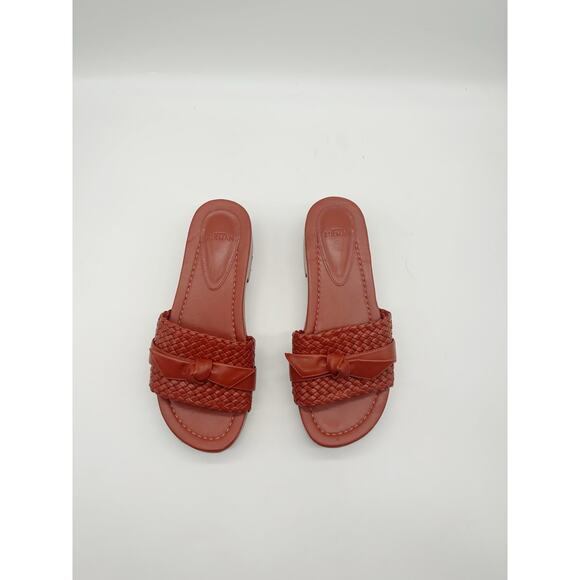 Alexandre Birman Clarita Woven Clogs Size 37 Leather Red Slip On - Picture 6 of 9